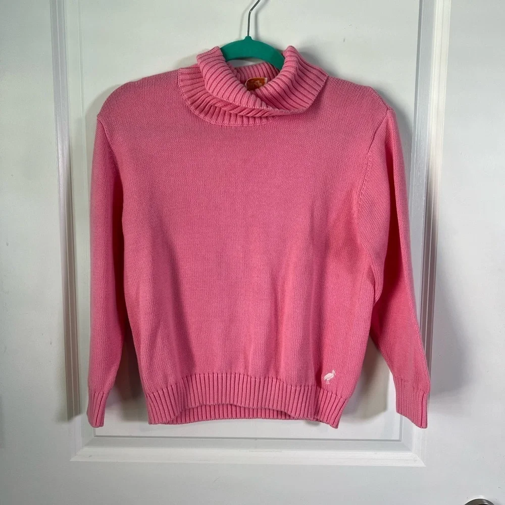 TBBC Townsend Turtleneck Sweater - Hamptons Hot Pink w/ Palm Beach Pink size 12